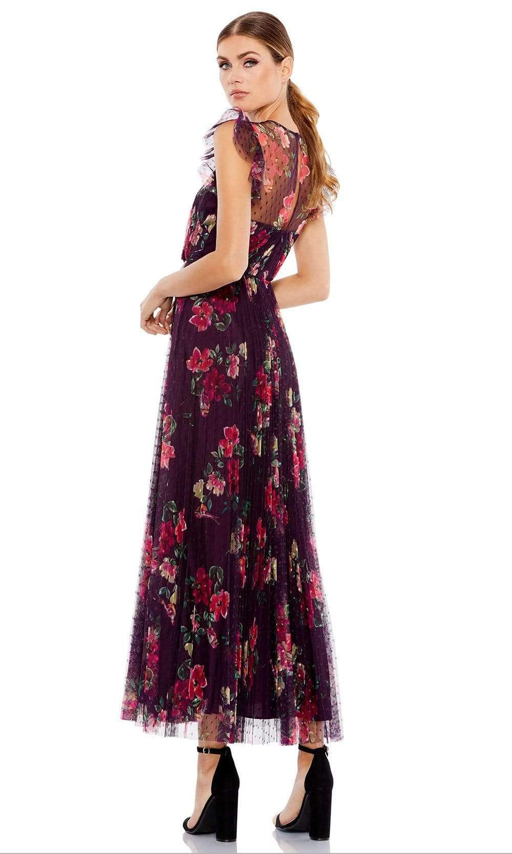 Ieena Duggal - 2143 Floral Printed Pleated A-Line Dress Prom Dresses