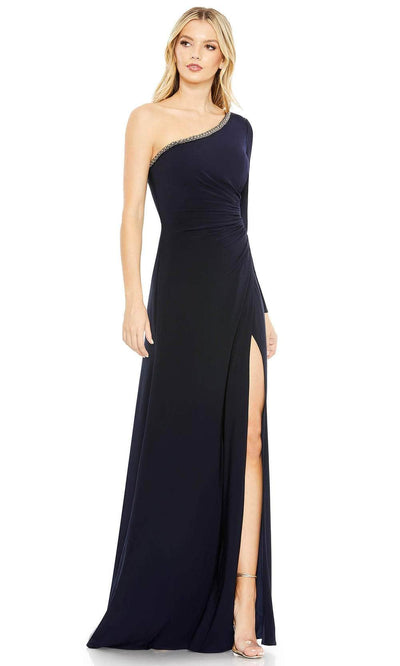 Ieena Duggal 26039 - Asymmetrical Neckline Prom Dress Prom Dresses 0 / Midnight