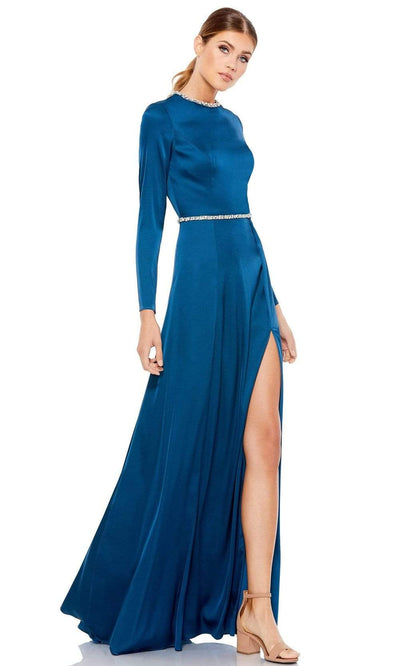 Ieena Duggal - 26524 Crystal Trim High Slit A-Line Dress