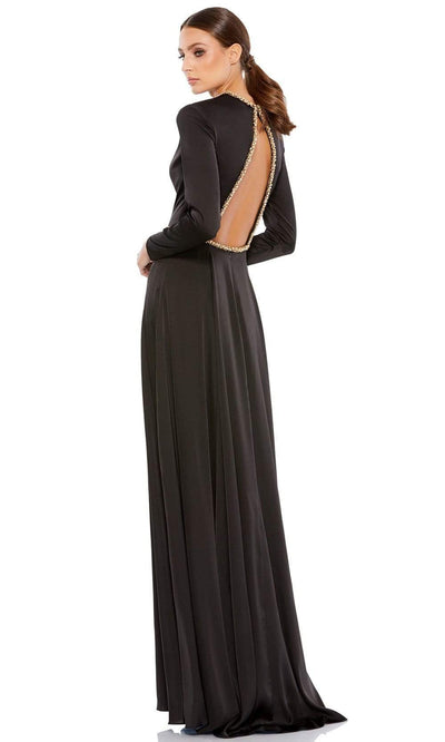 Ieena Duggal - 26524 Crystal Trim Long Sleeve High Slit A-Line Gown Evening Dresses