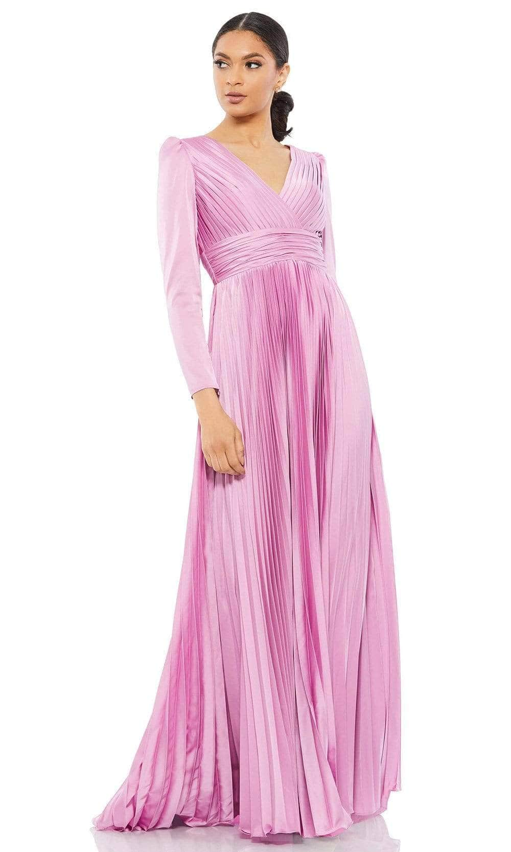 Ieena Duggal - 26542I Long Sleeve Pleat-Ornate Gown Evening Dresses 0 / Lilac