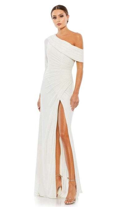 Ieena Duggal - 26570 Draped One Shoulder Gown Special Occasion Dress 0 / White