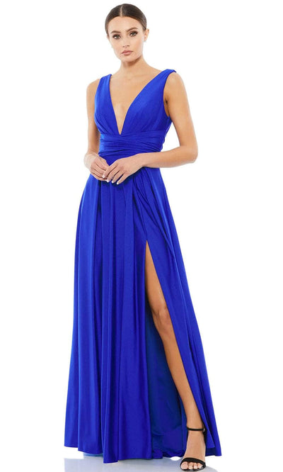 Ieena Duggal 26578 - Plunging V-Neck Jersey Evening Gown Prom Dresses 0 / Royal
