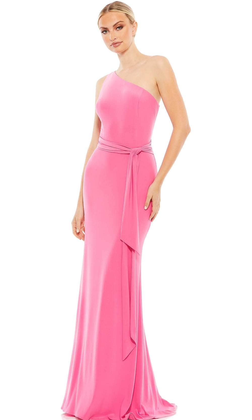 Ieena Duggal 26581 - One Shoulder Jerser Gown Special Occasion Dress 0 / Candy Pink