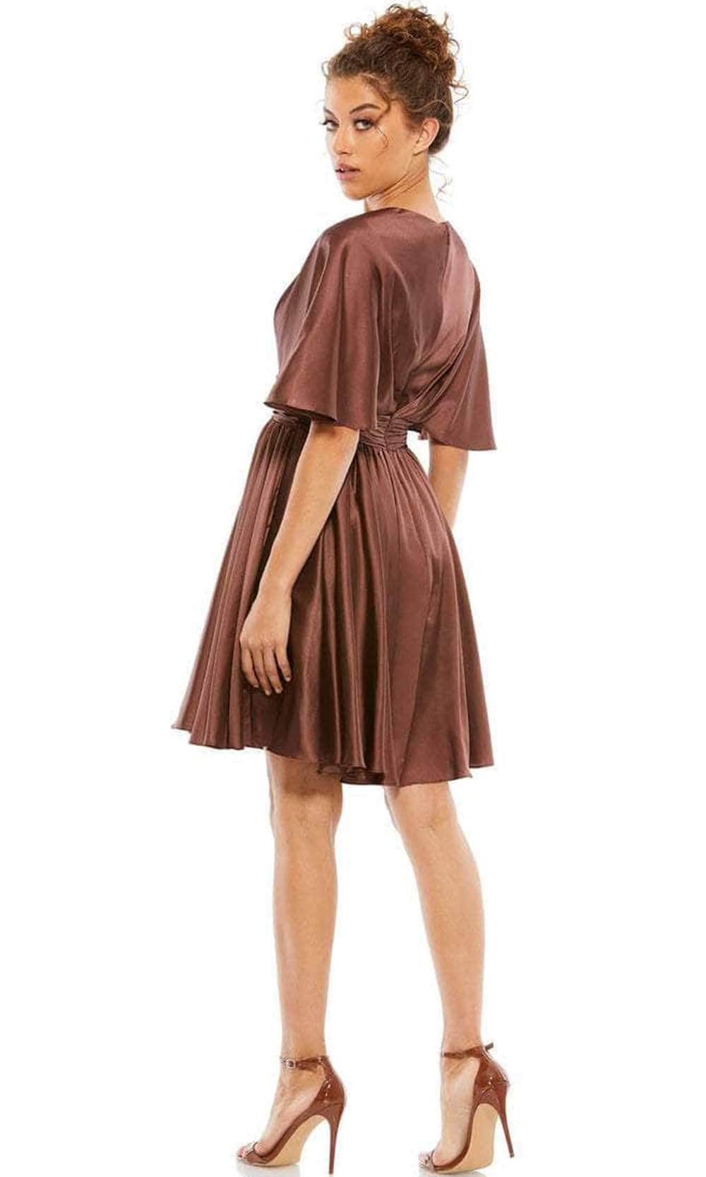 Ieena Duggal 26605 - Short Charmeuse A-Line Dress - Short Dress, Cocktail, Short Sleeve, Concealed Back Zipper, Ruched ADASA Ieena Duggal 26605 - Short Charmeuse A-Line Dress - Short Dress, Cocktail, Short Sleeve, Concealed Back Zipper, Ruched ADASA