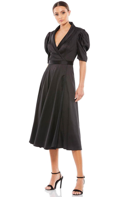 Ieena Duggal 26628 - Collared V-Neck A-Line Formal Dress Special Occasion Dress 0 / Black