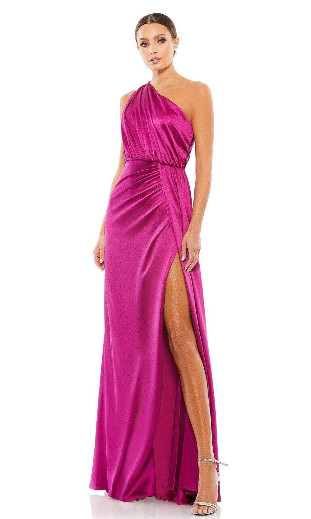 Ieena Duggal - 26654 One Shoulder High Slit Gown Special Occasion Dress In Pink