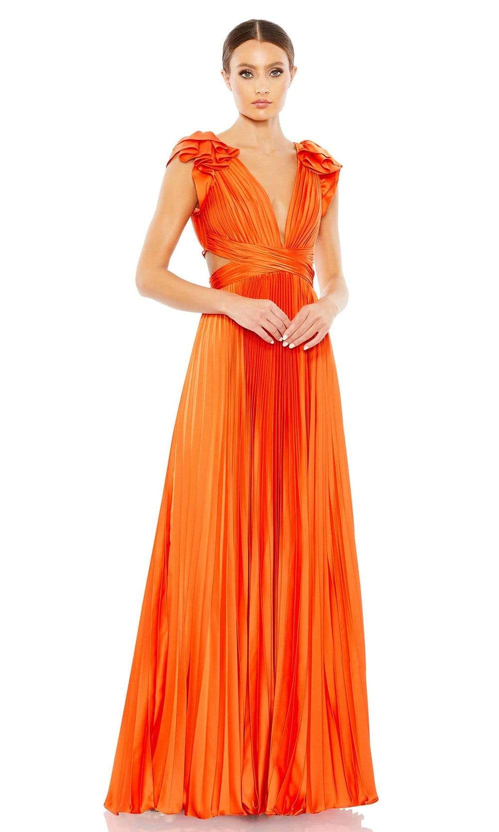 Ieena Duggal - 26729 Flutter Sleeve A-Line Gown Special Occasion Dress 0 / Sunset