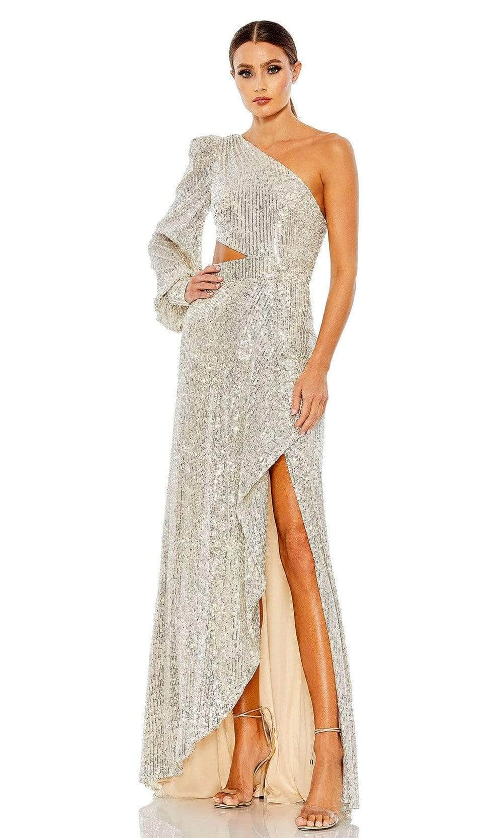 Ieena Duggal - 26730 Long Sleeve Allover Sequined Dress Evening Dresses 0 / Silver