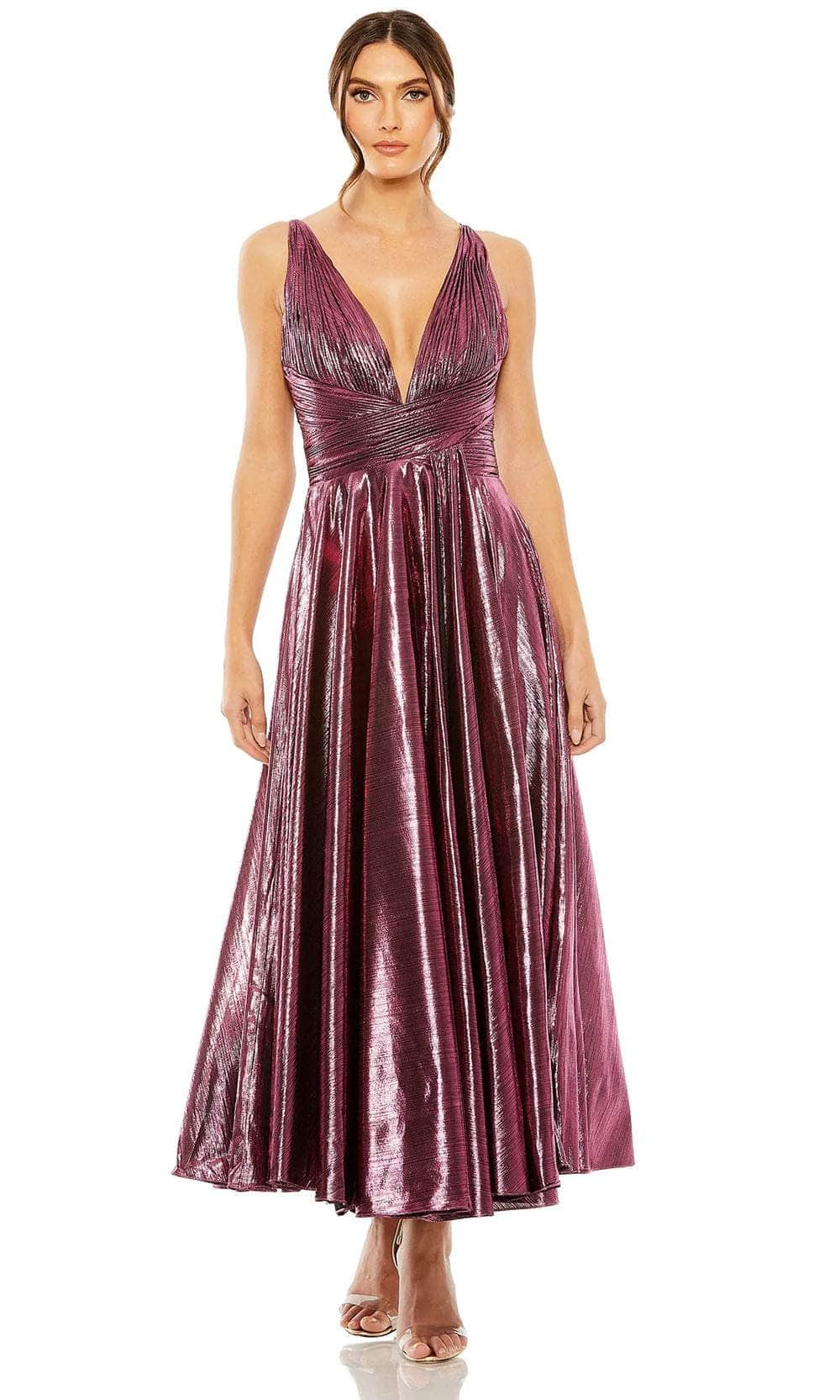 Ieena Duggal 30761 - Pleated Metallic Prom Gown