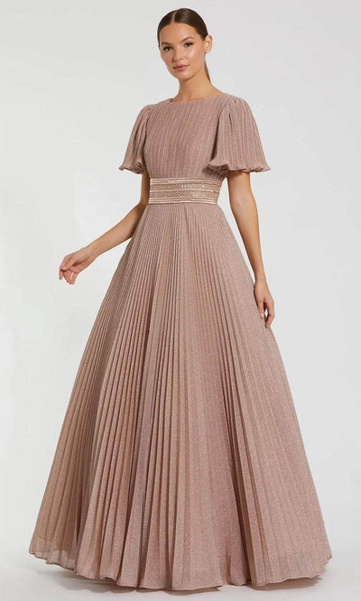 Ieena Duggal 30776 - Pleated Bodice Flutter Sleeve Evening Dress Mother of the Bride Dresses 2 / Rose Gold