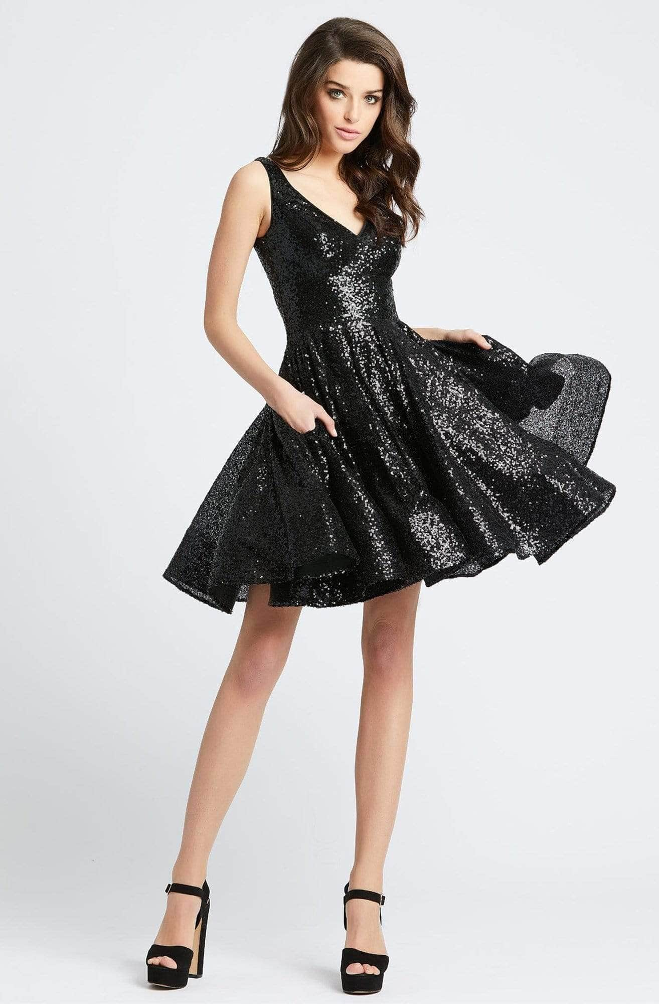 Ieena Duggal - 48478I V-Neck Flutter A-line Dress Cocktail Dresses