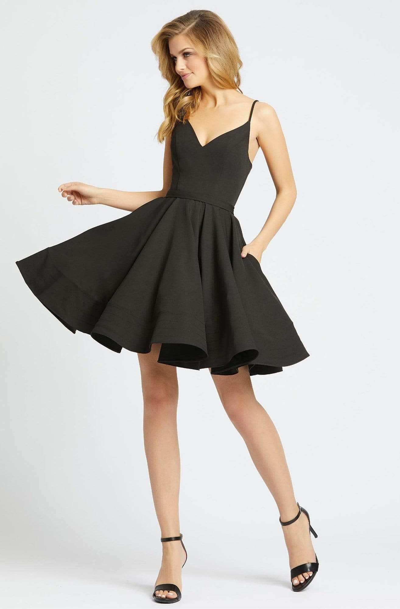 Ieena Duggal - 48775I V Back Cocktail Dress Cocktail Dresses 0 / Black