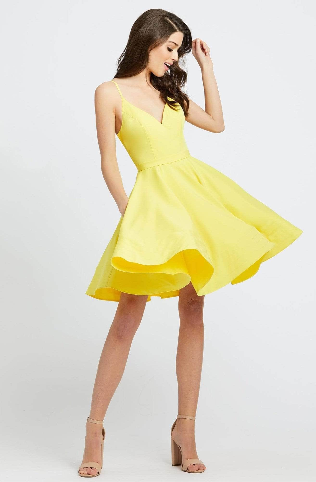 Ieena Duggal - 48775I V Back Cocktail Dress Cocktail Dresses 10 / Lemon