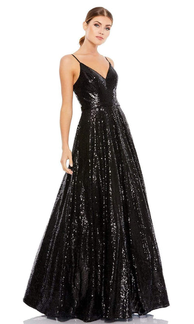Ieena Duggal - 49483 Sequin-Festooned A-Line Dress Prom Dresses 0 / Noir Sequin