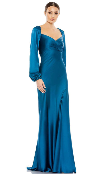Ieena Duggal 49519 - Queen Anne Satin Formal Gown Evening Dresses 2 / Ocean Blue