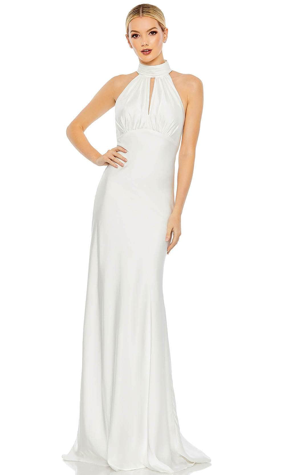 Ieena Duggal 49520 - Ruched High Halter Evening Gown Evening Dresses 0 / White