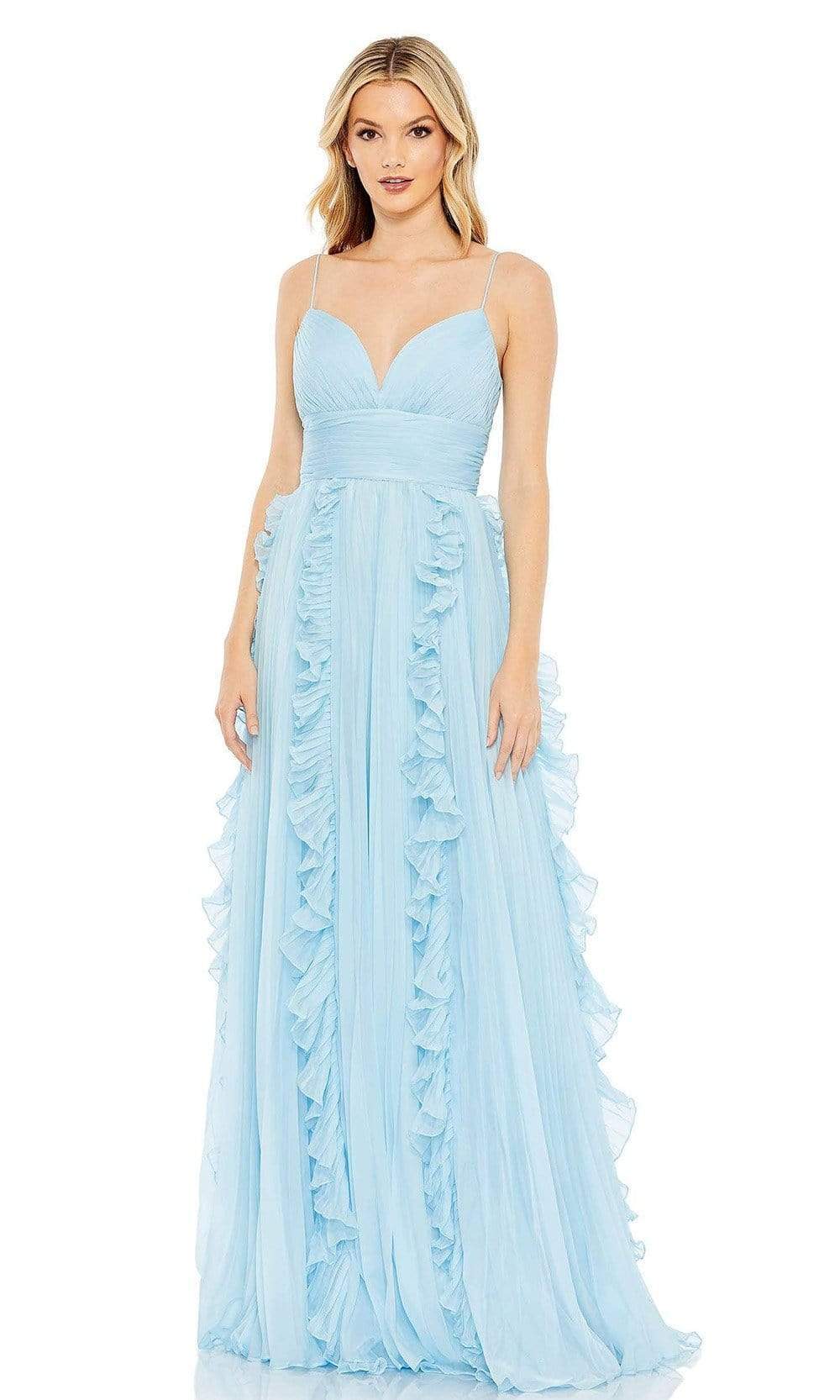 Ieena Duggal - 49533 Ruffle Trimmed A-Line Gown Special Occasion Dress 0 / Powder Blue