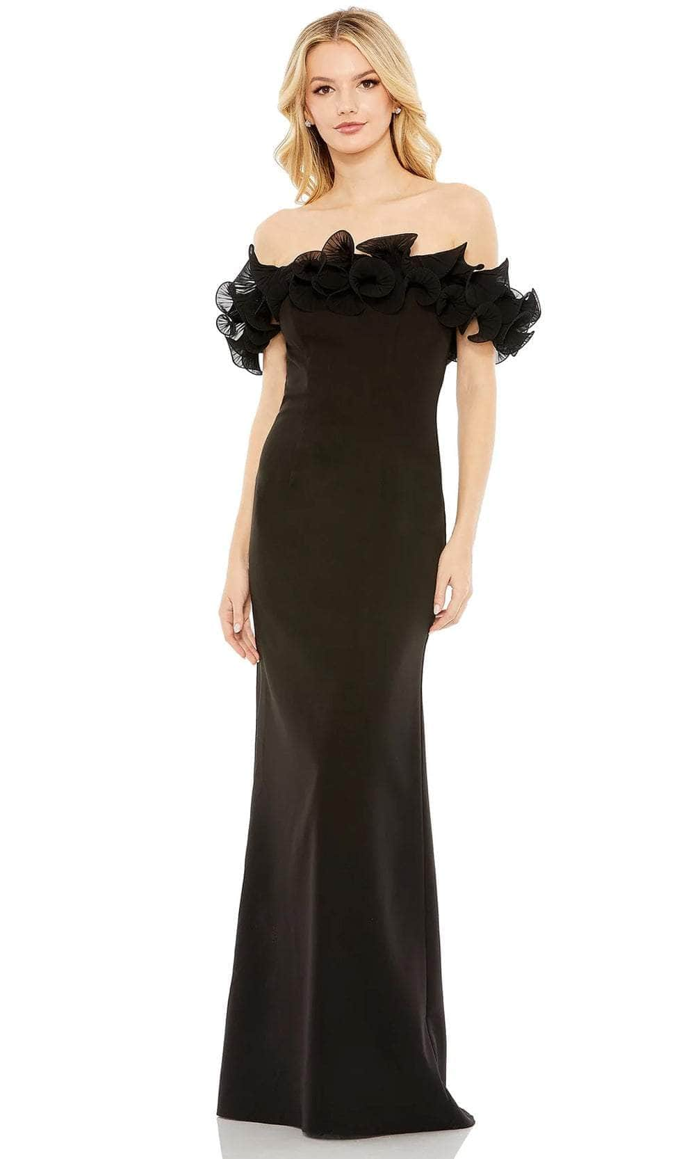 Ieena Duggal 49643 - Ruffed Evening Gown Evening Dresses 0 / Black