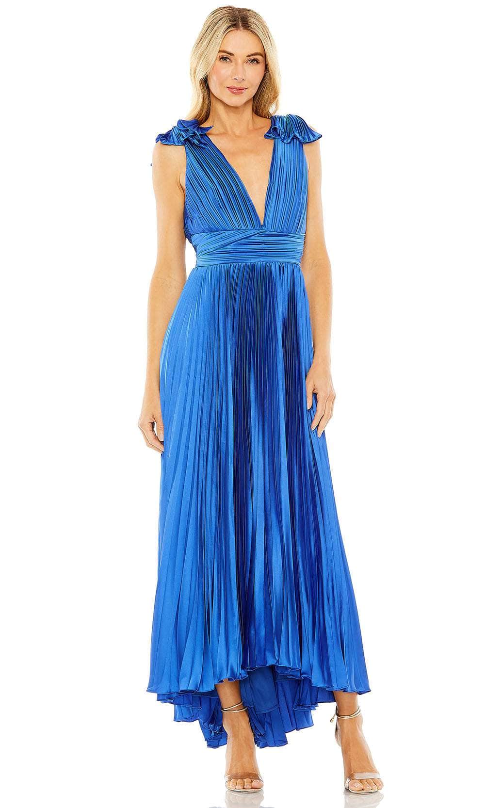Ieena Duggal 49734 - Ruffled Straps Prom Gown Prom Dresses 2 / Cobalt