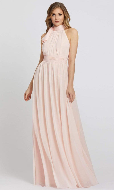 Ieena Duggal - 55035 Shirr-Ornate Halter A-Line Dress Prom Dresses 0 / Blush