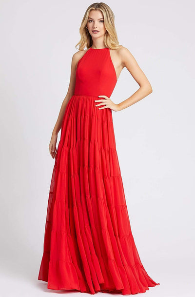Ieena Duggal - 55281I Halter Pleated A-Line Dress Evening Dresses 0 / Red
