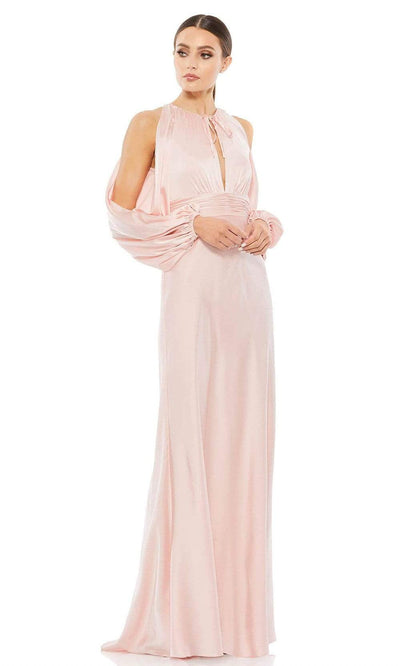 Ieena Duggal - 55397I Split Blouson Sleeve Cutout Gown Evening Dresses 0 / Salmon