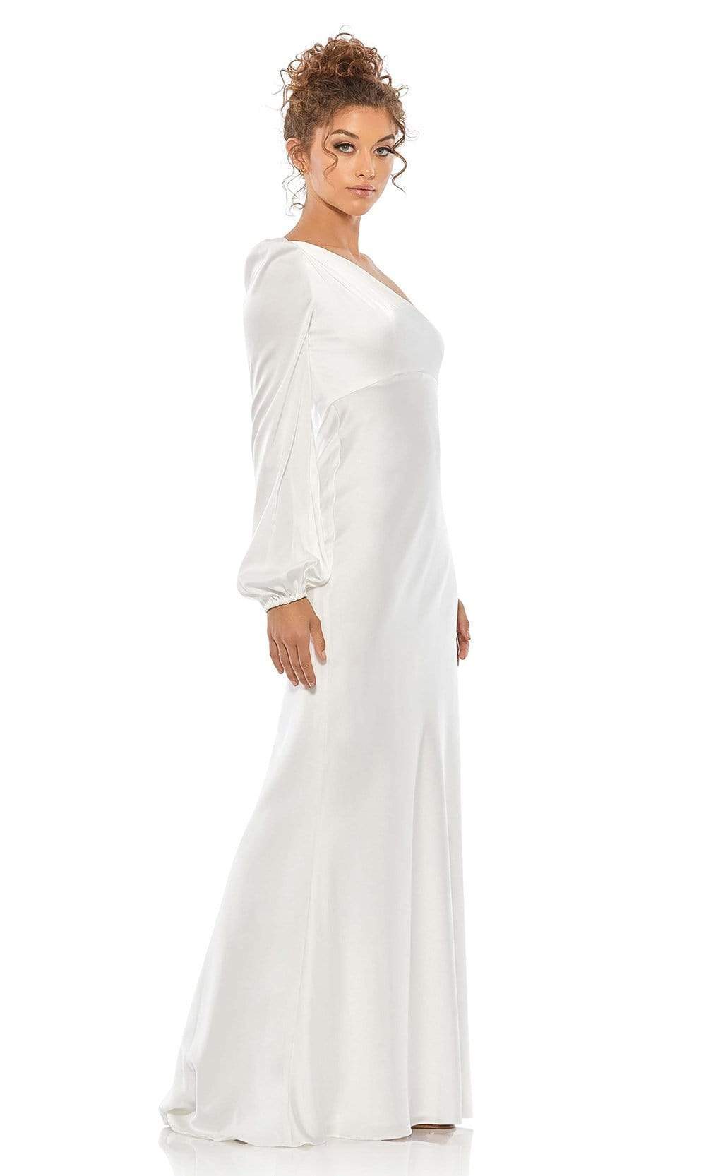 Ieena Duggal - 55401I Blouson Sleeve One Shoulder Satin Gown Evening Dresses