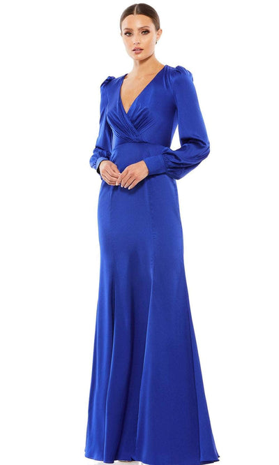 Ieena Duggal 55635 - V-neck Long Dress Mother of the Bride Dresses 0 / Royal Blue