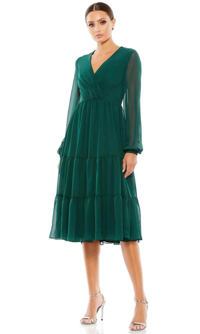 Ieena Duggal 55637 - Bishop Sleeve Dress Wedding Guest 0 / Emerald Green