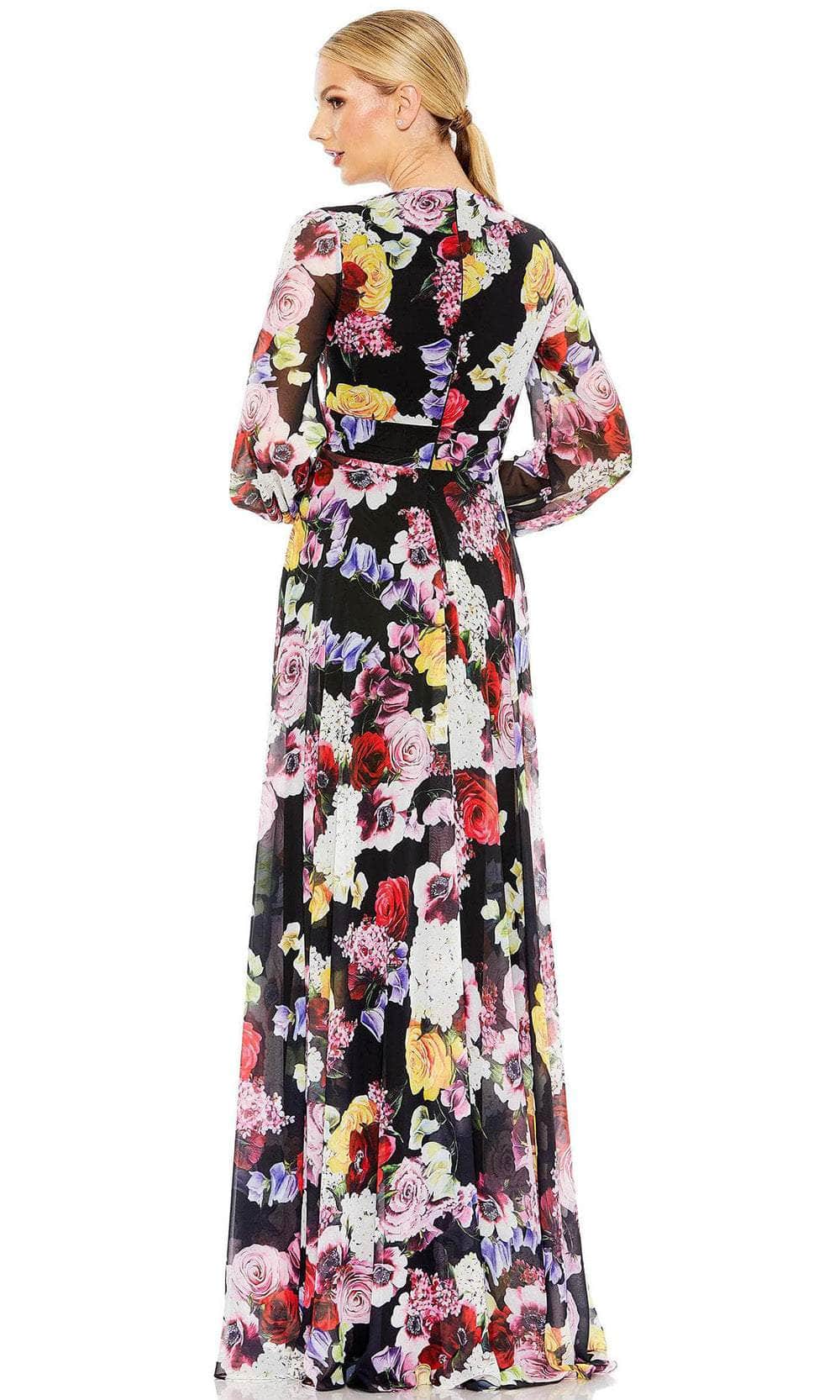 Ieena Duggal 55660 - Long Sleeve Floral Print Evening Gown Special Occasion Dress