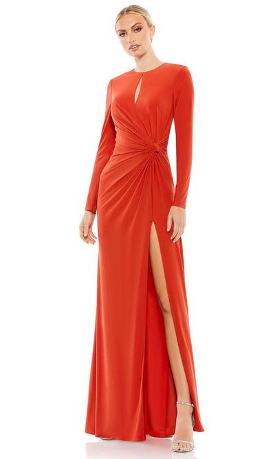 Ieena Duggal 55708 - Keyhole Neckline Long Sleeved Dress Special Occasion Dress 2 / Brick Red
