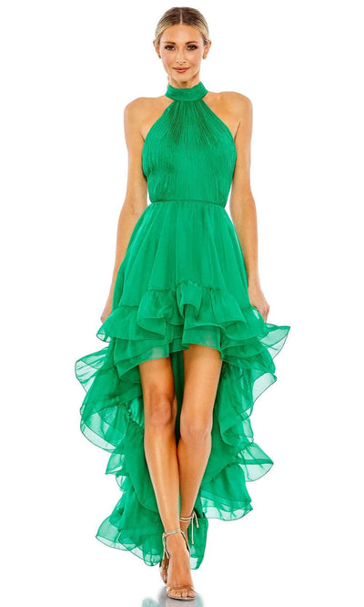 Ieena Duggal 55807 - Halter Neck High Low Prom Dress Prom Dresses 0 / Emerald