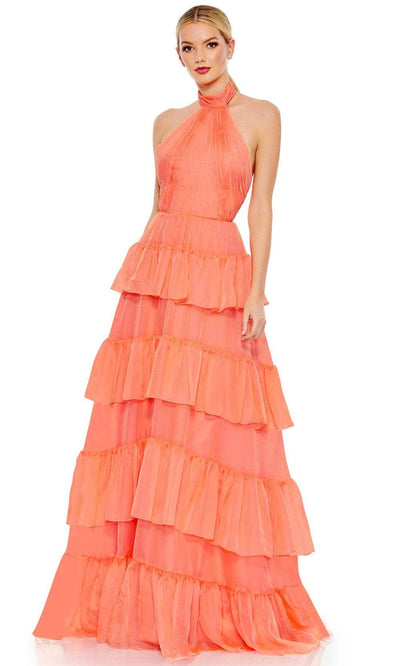 Ieena Duggal 55819 - Halter Tiered Evening Gown Evening Dresses 2 / Peach