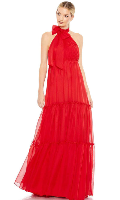Ieena Duggal 55848 - Bow Accent Halter Evening Gown Evening Dresses 0 / Red