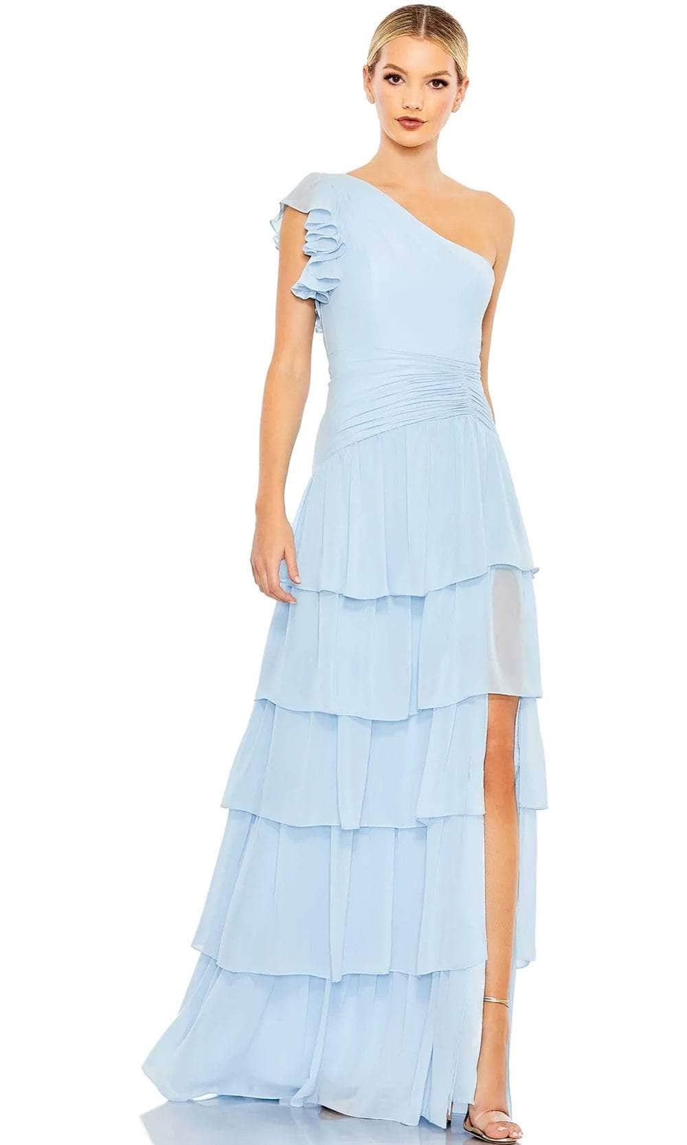 Ieena Duggal 55849 - Asymmetric Tiered Evening Dress Evening Dresses 0 / Powder Blue