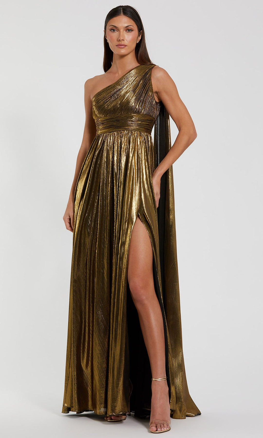 Ieena Duggal 44159 - Long Sleeve Crystal Accent Evening Gown