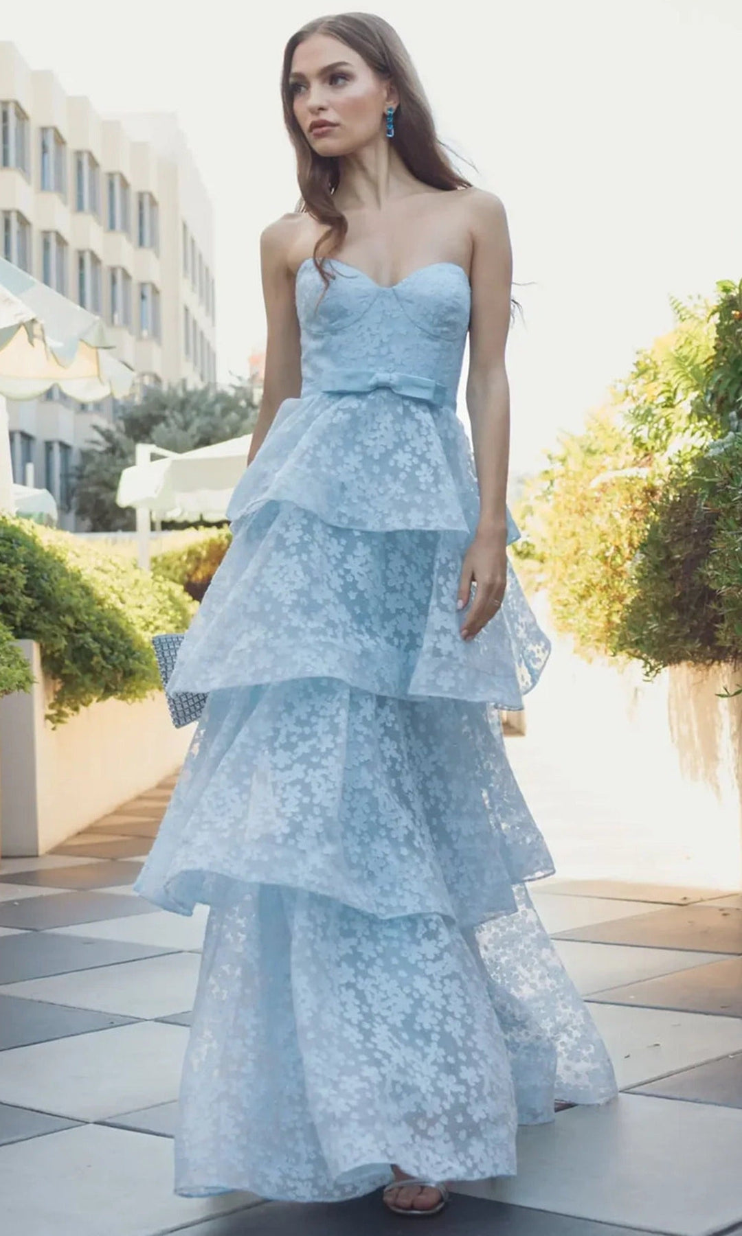 Ieena Duggal 56298 - Tiered Floral A-Line Prom Gown