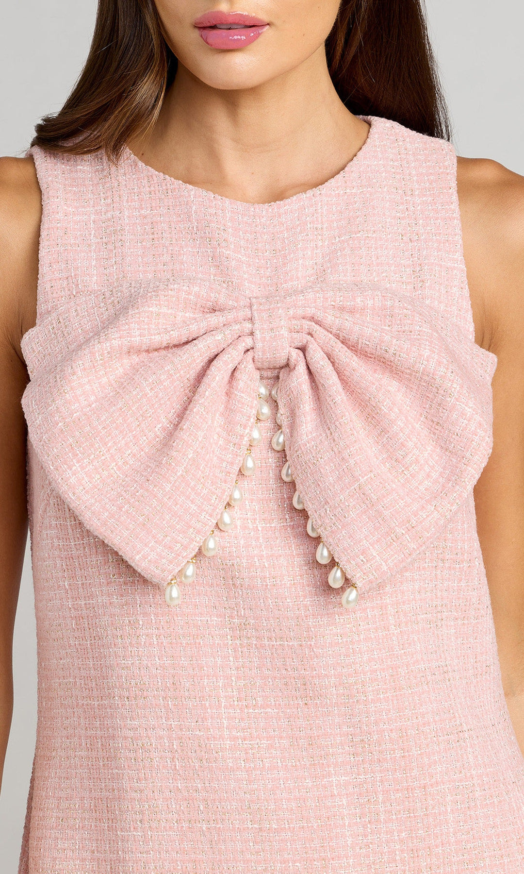 Ieena Duggal 56370 - Pearl Detail Boucle Sheath Dress