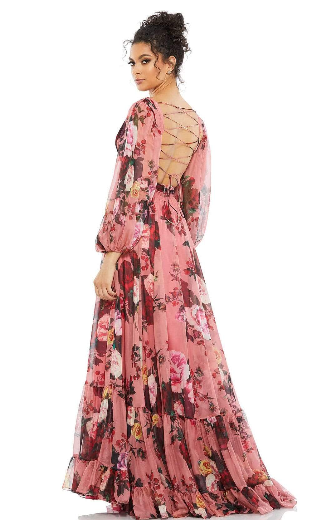 Ieena Duggal - 67946 Floral Printed Ruched A-Line Gown Special Occasion Dress