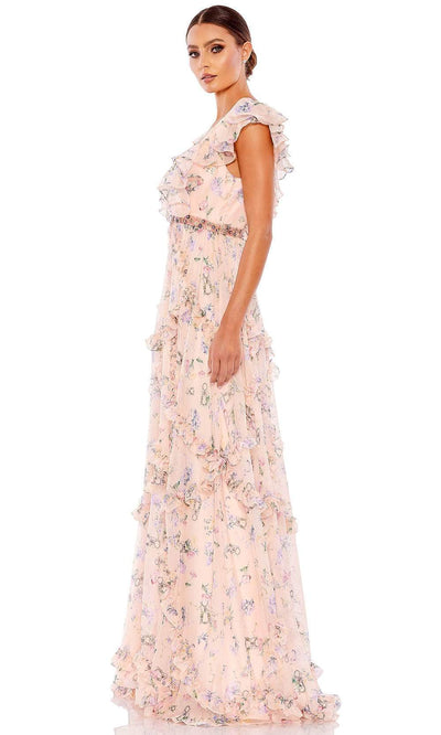 Ieena Duggal 68090 - Plunging V-Neck Floral Evening Gown Prom Dresses