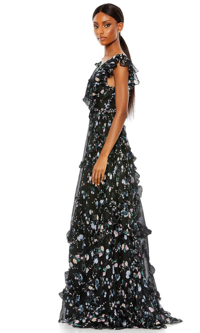 Ieena Duggal 68090 - Plunging V-Neck Floral Evening Gown Prom Dresses