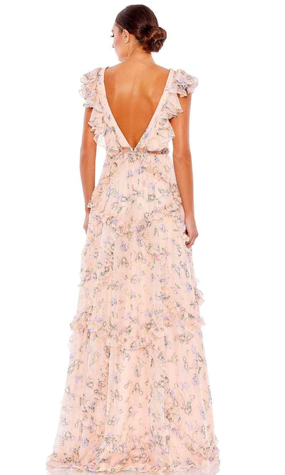 Ieena Duggal 68090 - Plunging V-Neck Floral Evening Gown Prom Dresses