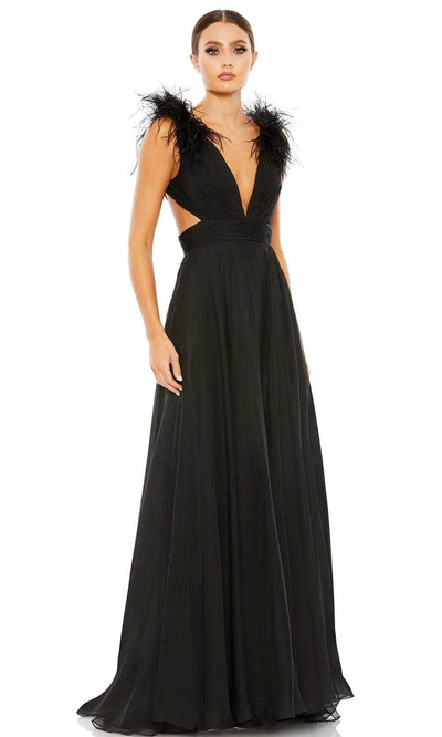 Ieena Duggal 68113 - Plunging V-Neck Evening Dress Prom Dresses 0 / Black