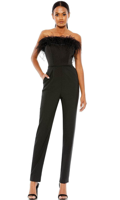 Ieena Duggal 68146 - Feathered Strapless Formal Jumpsuit Special Occasion Dress 0 / Black