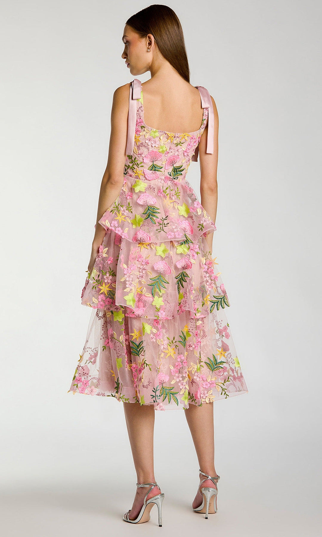 Ieena Duggal 69043 - Embroidered Tiered Midi Dress