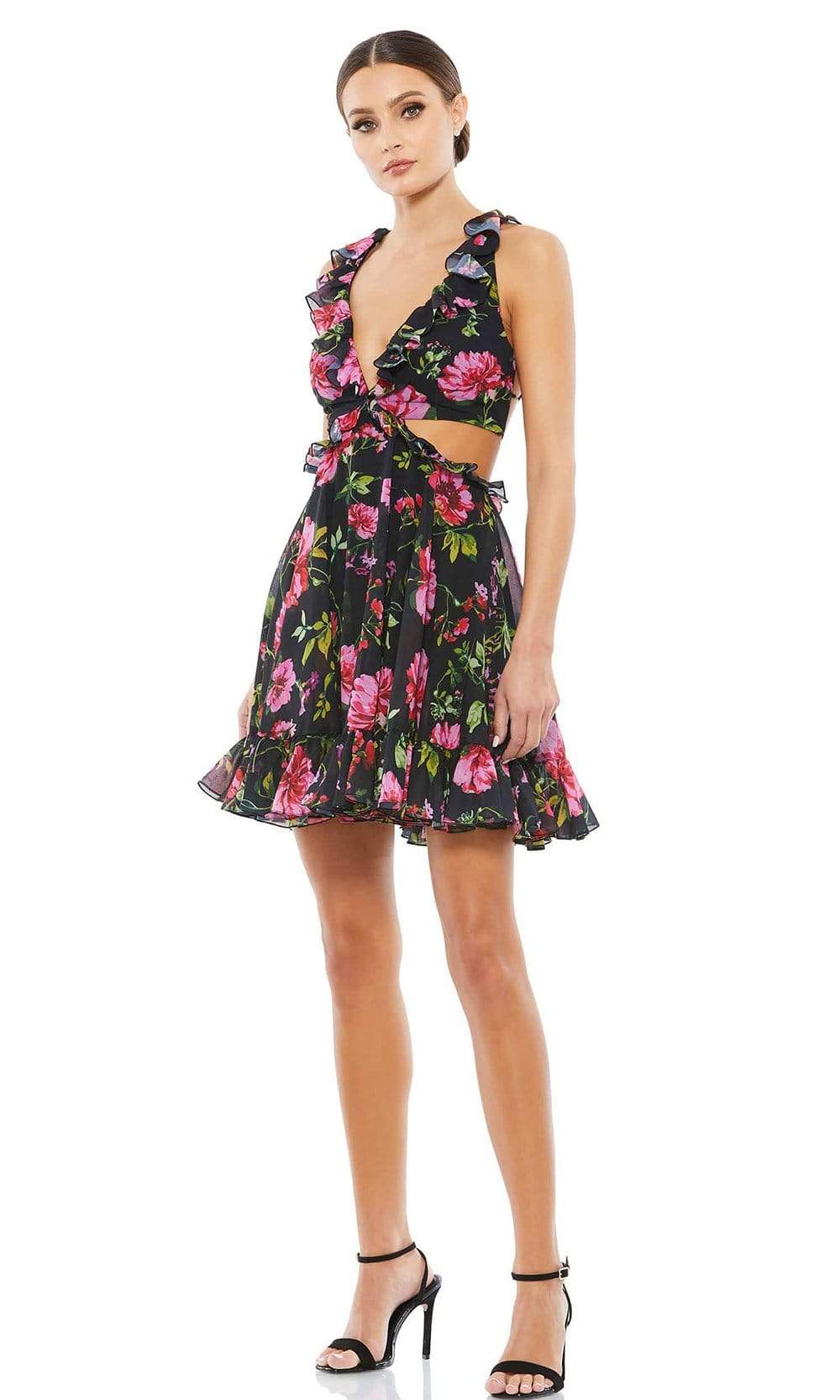 Ieena Duggal 9155 - Short A-Line Dress - Sleeveless, Ruffles, Flowers ...
