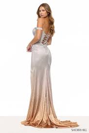 Sherri Hill 57847 - Off Shoulder Ombre High Slit Dress