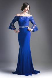 Ladivine 71241 - Off Shoulder Lace Bodice Long Dress