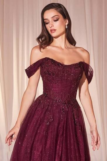 Ladivine CD799 - Off Shoulder Scoop Neck Prom Dress